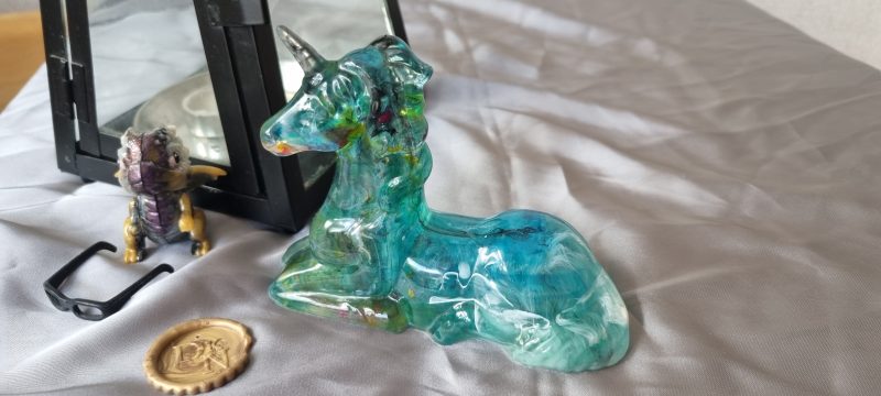 Resting resin unicorn ornament paperweight statue in various colours