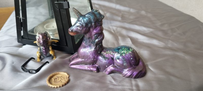 Resting resin unicorn ornament paperweight statue in various colours