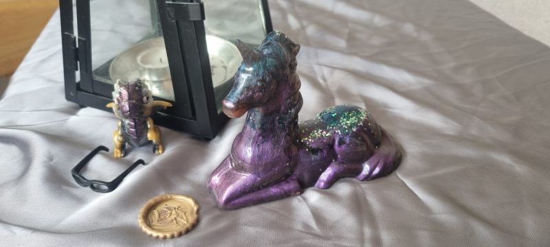 Resting resin unicorn ornament paperweight statue in various colours