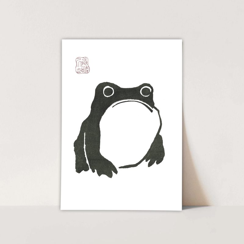 Grumpy Frog Prints | Set of 3 | Japanese Sumi-e Style | Pet Art Home Decor Gift Idea Wall Art Gift