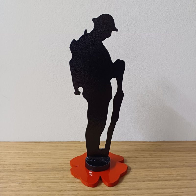 Steel Tommy Soldier & Poppy Statue