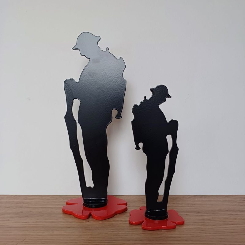 Steel Tommy Soldier & Poppy Statue