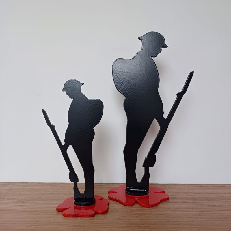 Steel Tommy Soldier & Poppy Statue