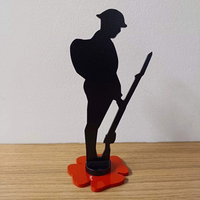 Steel Tommy Soldier & Poppy Statue