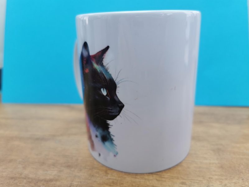 Black Cat, Splash of colour, Mug, ideal gift for all year round