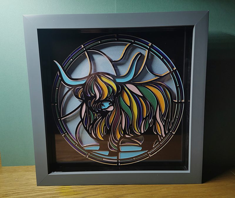 Premium Highland Cow Night Light, 3D Art, Light Box ,Shadow Box