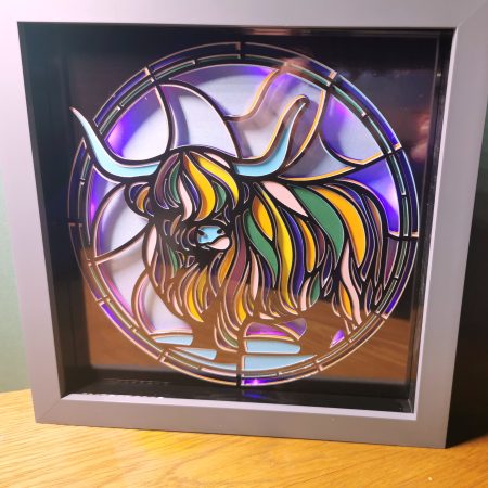 Premium Highland Cow Night Light, 3D Art, Light Box ,Shadow Box