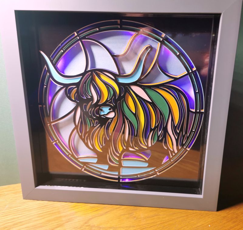 Premium Highland Cow Night Light, 3D Art, Light Box ,Shadow Box