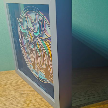 Premium Highland Cow Night Light, 3D Art, Light Box ,Shadow Box