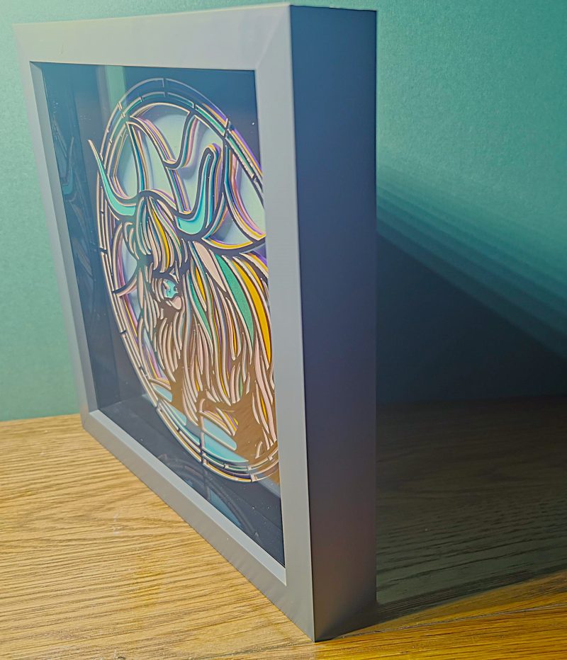 Premium Highland Cow Night Light, 3D Art, Light Box ,Shadow Box