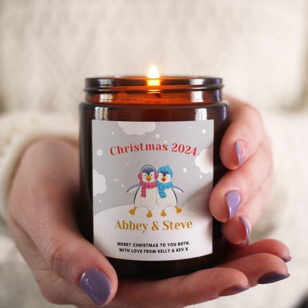 Couple's Christmas Gift Penguin Candle, Soy Wax Includes Gift Box & Matches