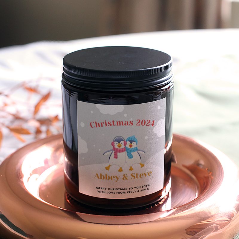 Couple's Christmas Gift Penguin Candle, Soy Wax Includes Gift Box & Matches