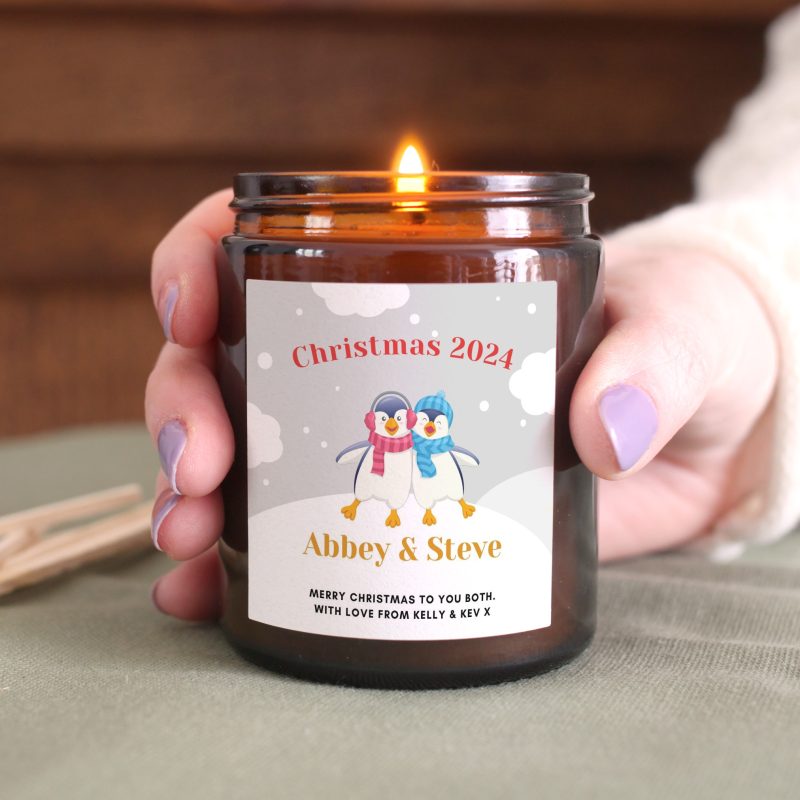Couple's Christmas Gift Penguin Candle, Soy Wax Includes Gift Box & Matches