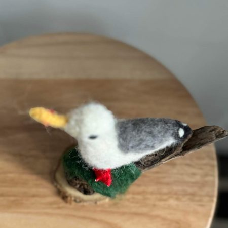 Needle felted Gill the gall on a lookout