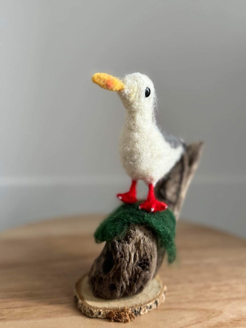 Needle felted Gill the gall on a lookout