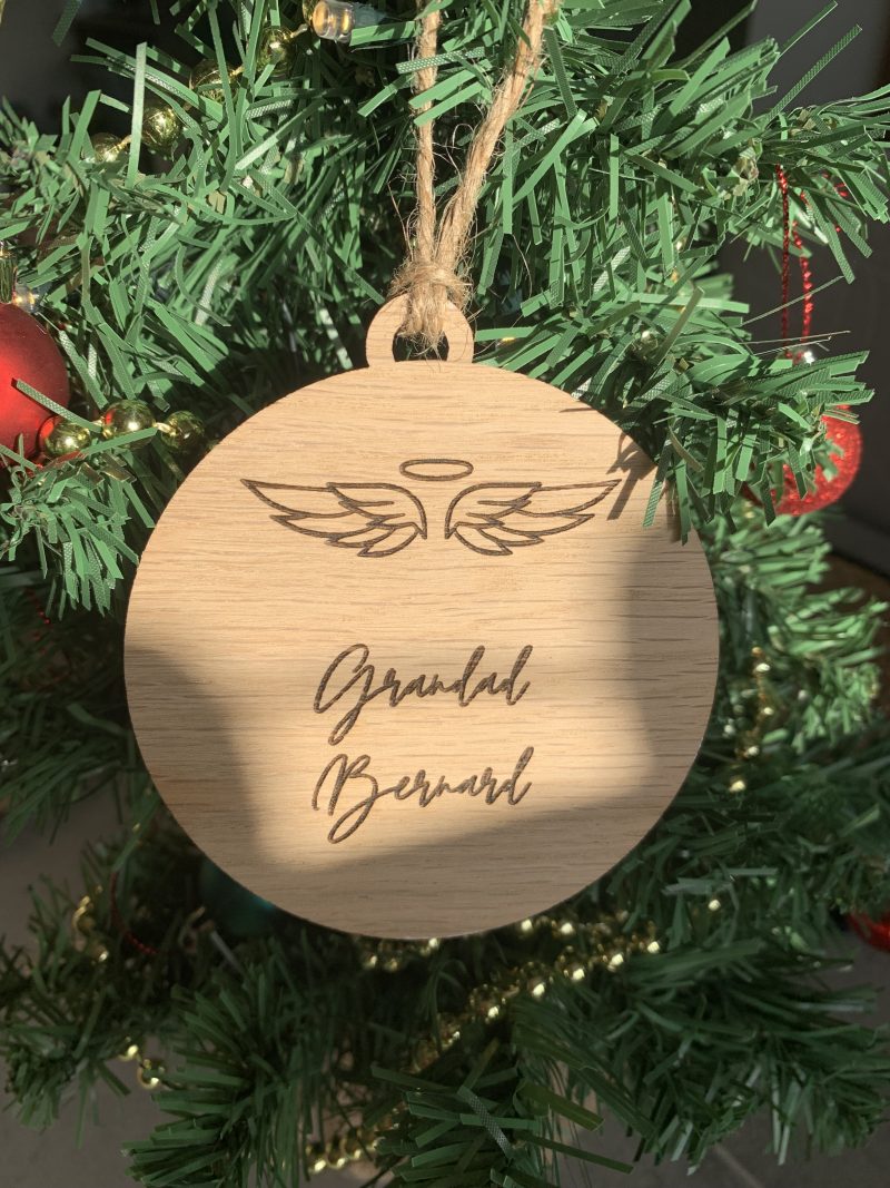 Personalised wooden engraved Christmas baubles | first home | mr & mrs | baby’s first Christmas |