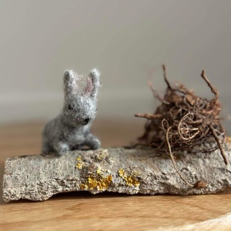 Needle felted woodland scene/ Bella the bunny