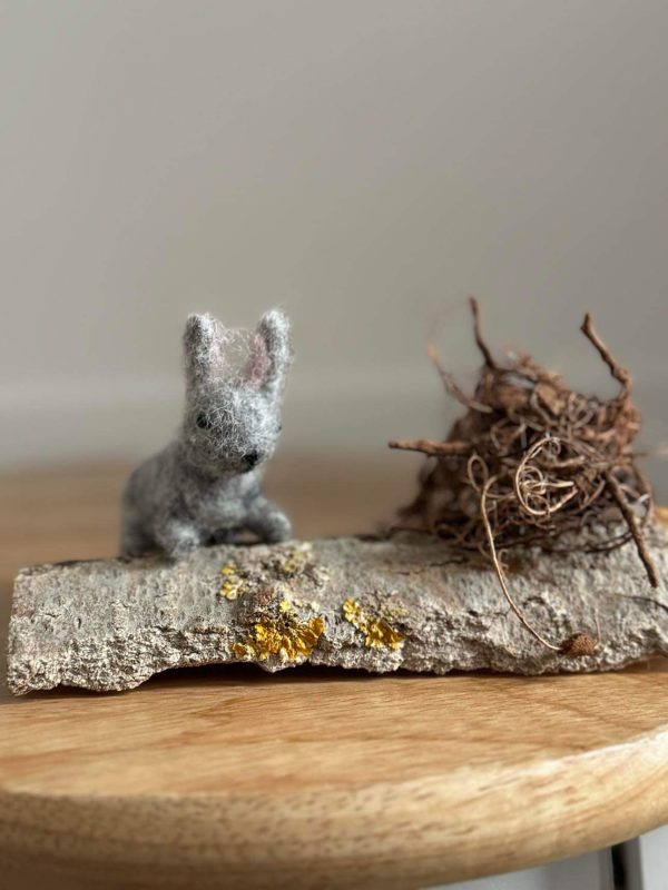 Needle felted woodland scene/ Bella the bunny