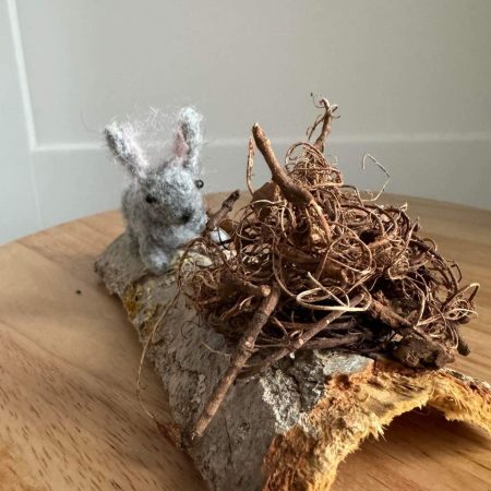 Needle felted woodland scene/ Bella the bunny