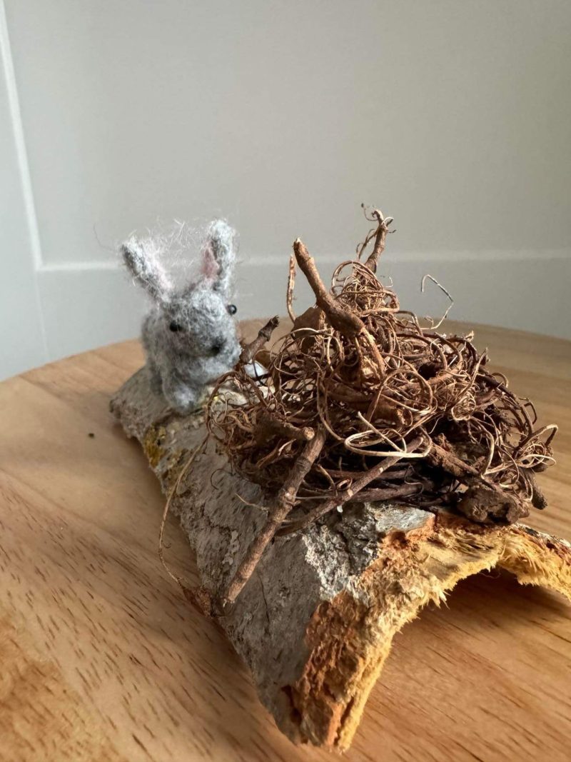 Needle felted woodland scene/ Bella the bunny