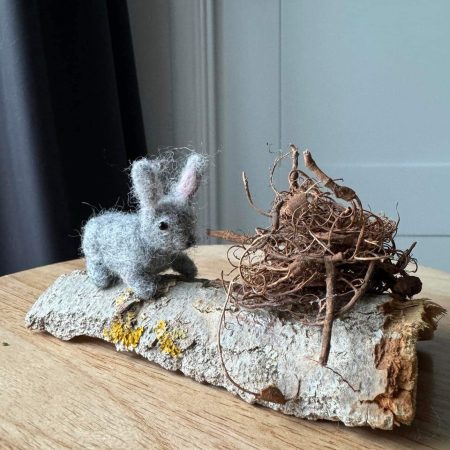 Needle felted woodland scene/ Bella the bunny