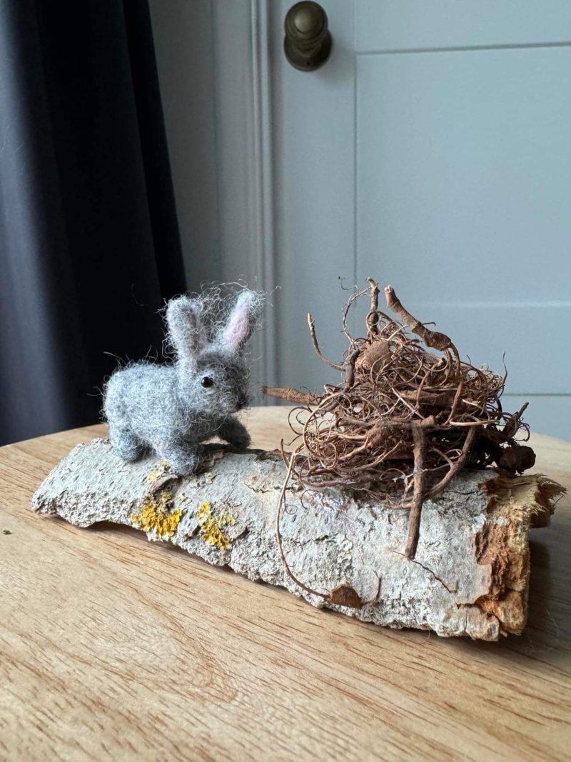 Needle felted woodland scene/ Bella the bunny