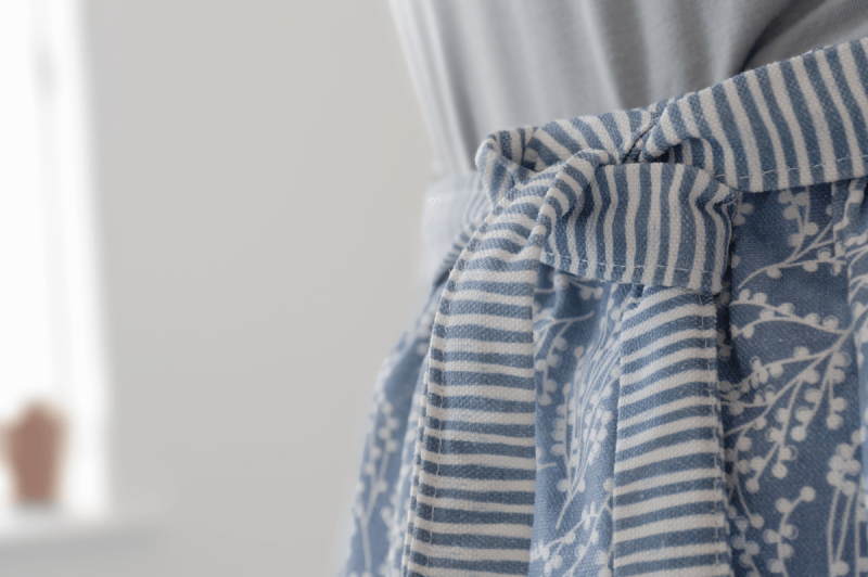 Handmade Blue Floral Apron, Cotton Linen Half Apron with Large Pockets, Vintage Style, Present