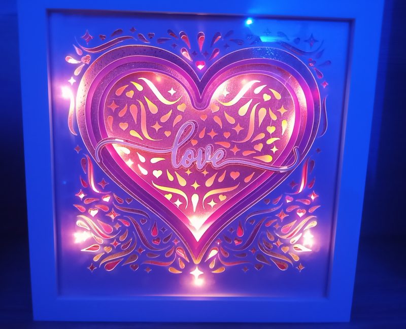 Love Night Light, Light Box, Shadow Box, 3D Art