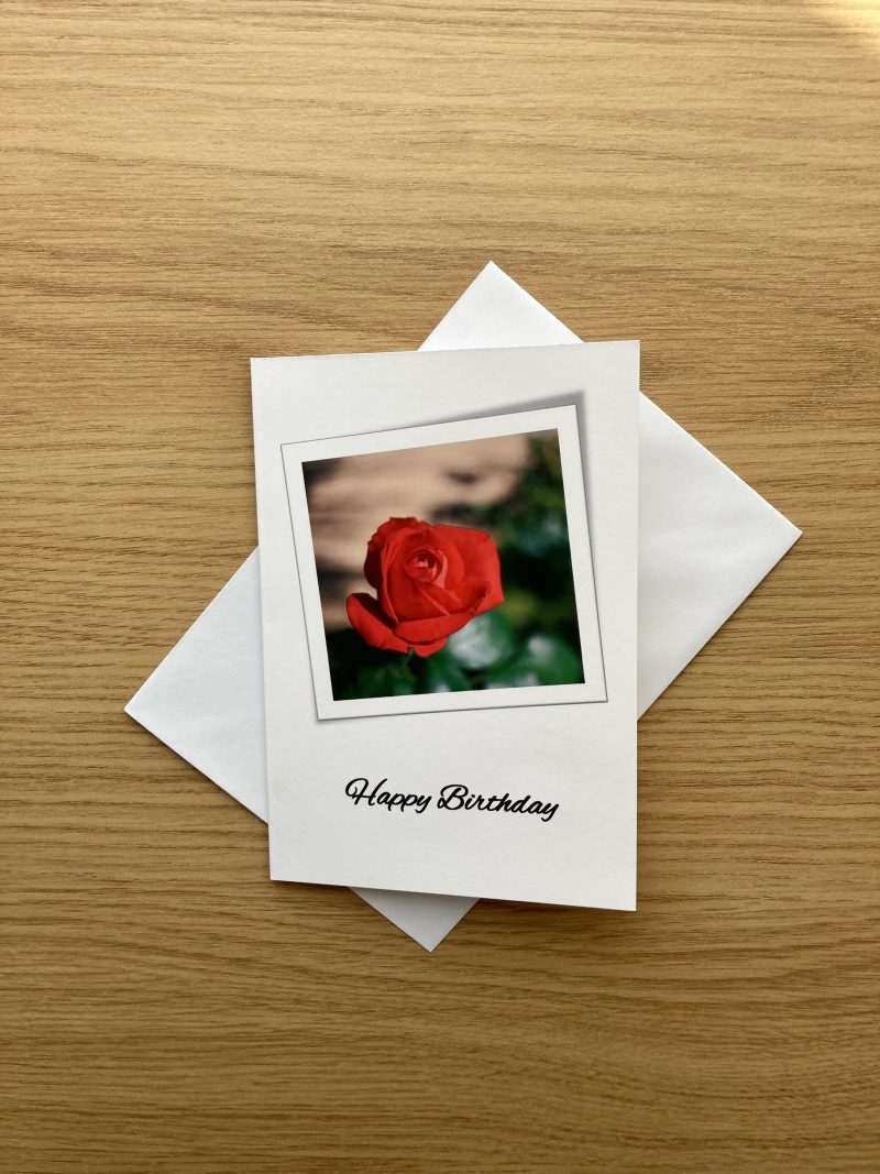 Happy Birthday Personalised Photography Card With Name And Roses | A6 & A5 Sizes Available