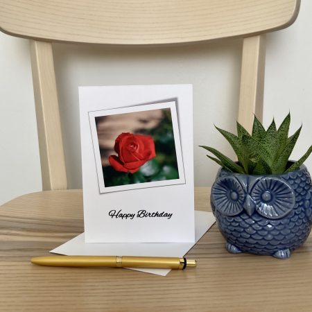 Happy Birthday Personalised Photography Card With Name And Roses | A6 & A5 Sizes Available