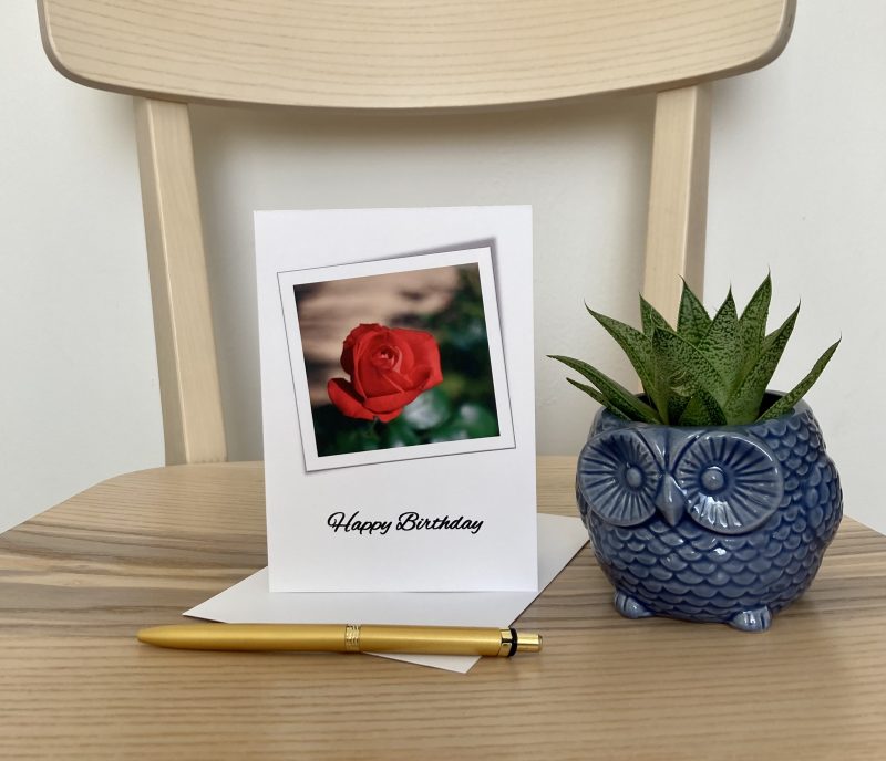 Happy Birthday Personalised Photography Card With Name And Roses | A6 & A5 Sizes Available