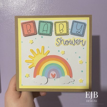 Handmade Baby Shower Card | New Baby | Rainbows | Patterned