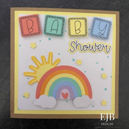 Handmade Baby Shower Card | New Baby | Rainbows | Patterned