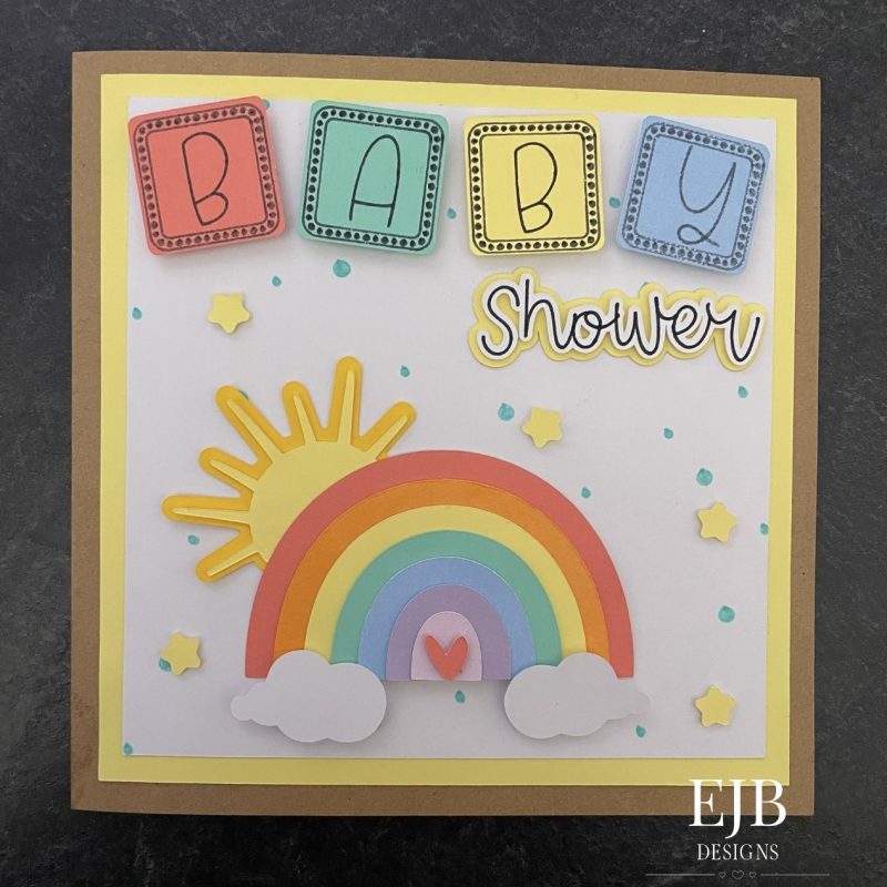 Handmade Baby Shower Card | New Baby | Rainbows | Patterned