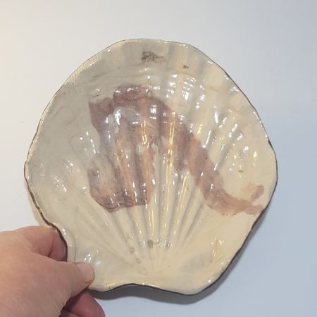 Handmade ceramic seashell in beige - light brown tones