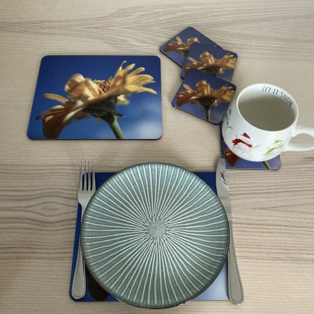 Wooden Placemats And Coasters Set Of 6 Floral Design Gift Set | 4 Coasters And 2 Placemats