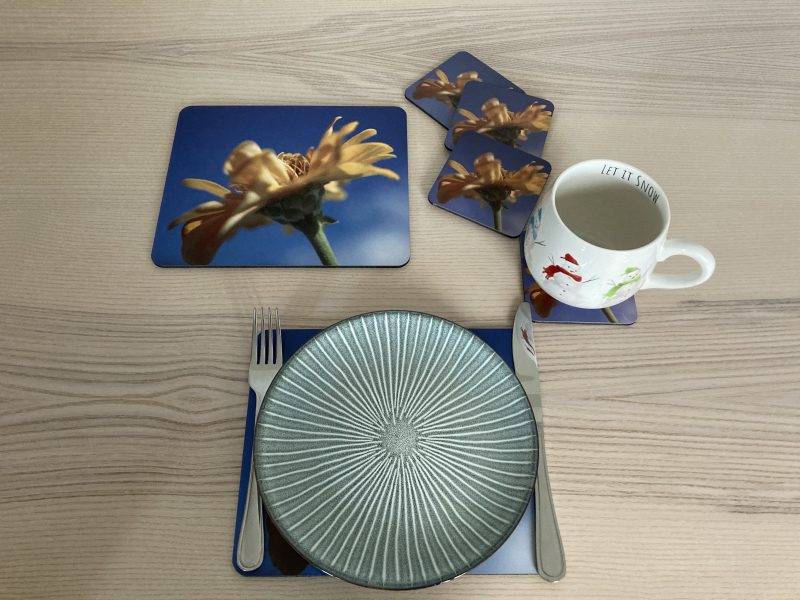 Wooden Placemats And Coasters Set Of 6 Floral Design Gift Set | 4 Coasters And 2 Placemats
