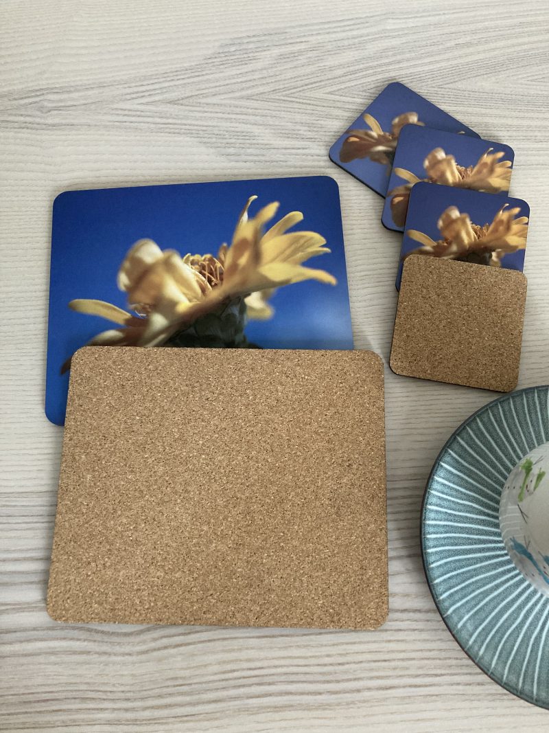 Wooden Placemats And Coasters Set Of 6 Floral Design Gift Set | 4 Coasters And 2 Placemats