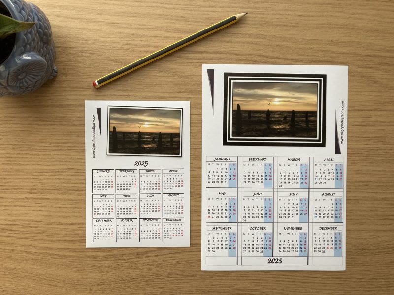 Fridge Calendar Magnet With Seascape Sunset Photography Design | A6 & A5 Sizes Available