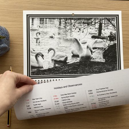 Large Wall Calendar With Wildlife Photography A3 Size Handmade Year At A Glance