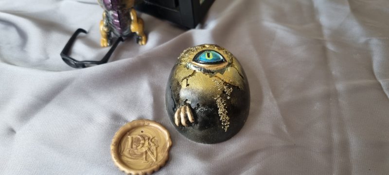 Resin hand painted dragon egg paperweight (made with real sand)