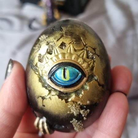 Resin hand painted dragon egg paperweight (made with real sand)