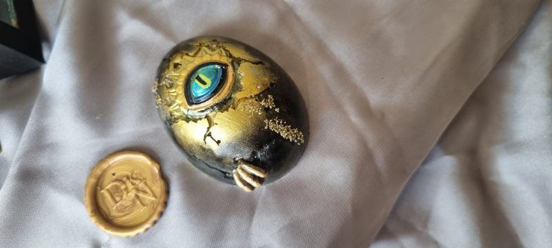 Resin hand painted dragon egg paperweight (made with real sand)