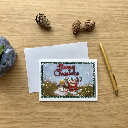 Personalised Christmas Card With Candles And Candy Canes | A6 & A5 Sizes Available