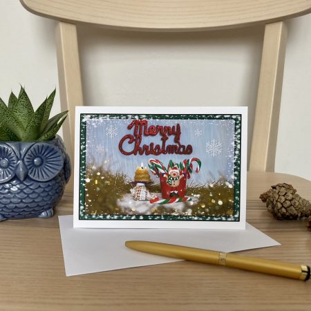 Personalised Christmas Card With Candles And Candy Canes | A6 & A5 Sizes Available