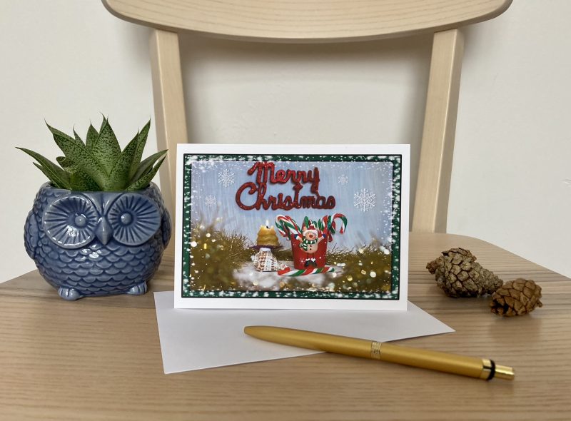 Personalised Christmas Card With Candles And Candy Canes | A6 & A5 Sizes Available