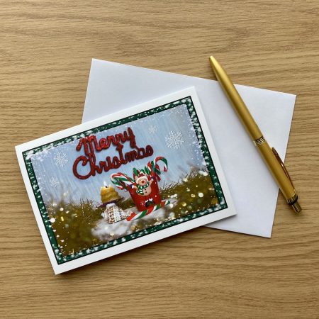 Personalised Christmas Card With Candles And Candy Canes | A6 & A5 Sizes Available