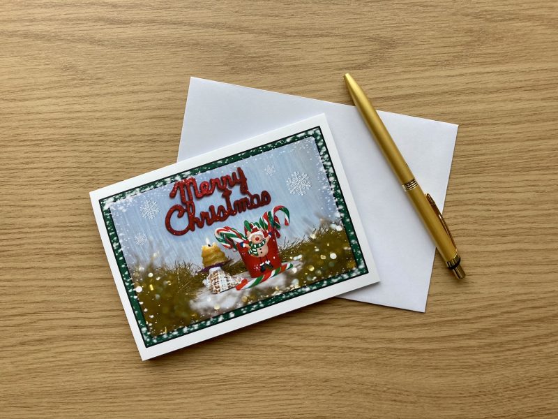 Personalised Christmas Card With Candles And Candy Canes | A6 & A5 Sizes Available