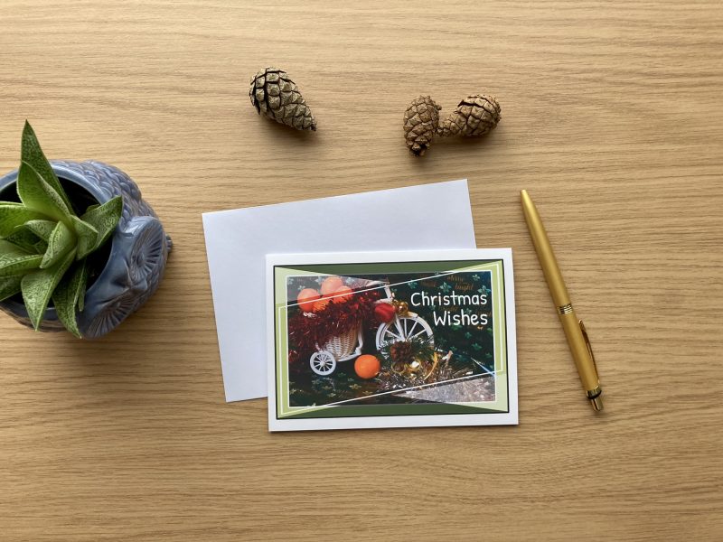 Christmas Wishes Card With Oranges And Tree Decorations | A6 & A5 Sizes Available