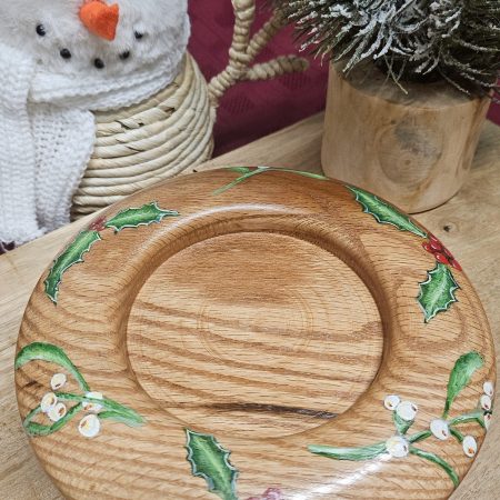 Holly & mistletoe candle holder